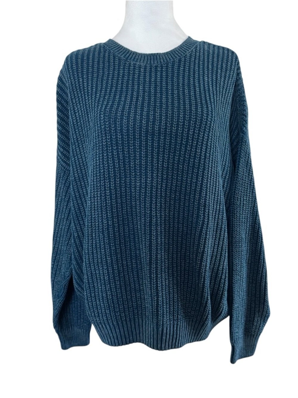 Sonoma Goods For Life Teal Chunky Knit Sweater Women’s Ribbed Crew Necke - Picture 2 of 8